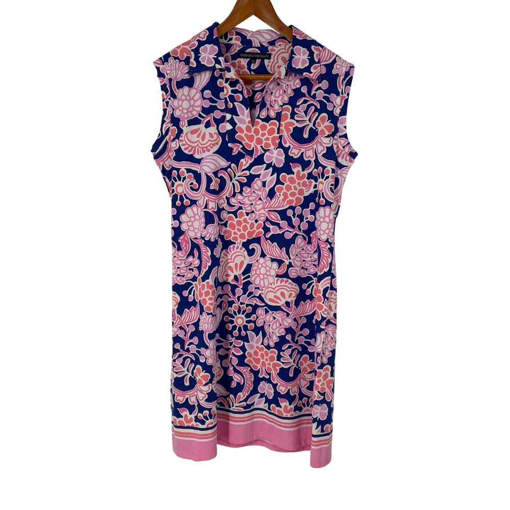 Barbara Erickson Womens XL Floral Paisley Shift Dress Resort Preppy Colorful